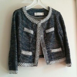 Anthro Isani Embellished Tweed Jacket Size M Career Professional Workwear Preppy